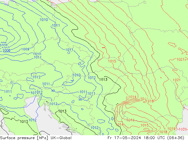 Pressione al suolo UK-Global ven 17.05.2024 18 UTC