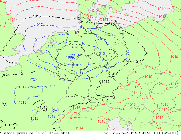 Luchtdruk (Grond) UK-Global za 18.05.2024 09 UTC