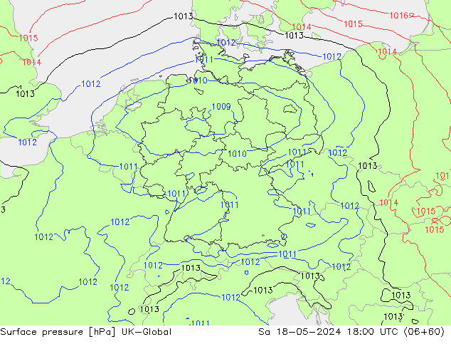 pression de l'air UK-Global sam 18.05.2024 18 UTC