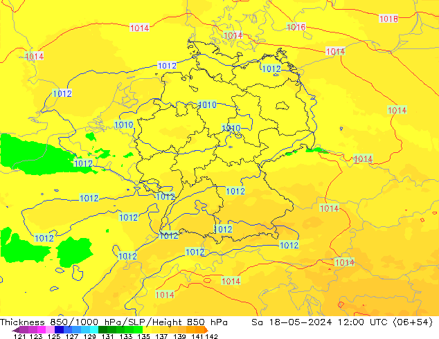 850-1000 hPa Kalınlığı UK-Global Cts 18.05.2024 12 UTC