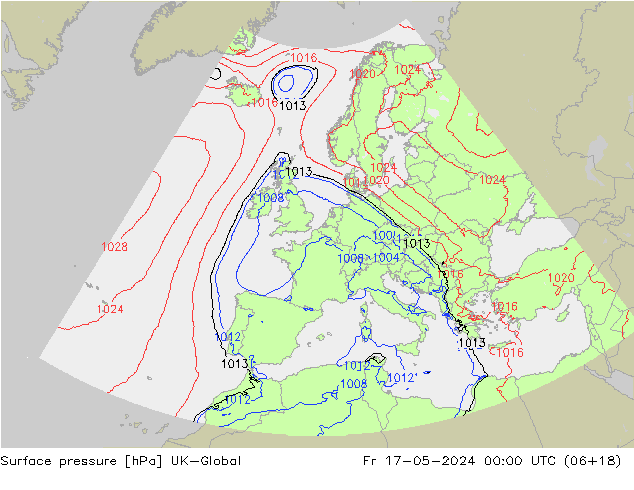 Surface pressure UK-Global Fr 17.05.2024 00 UTC