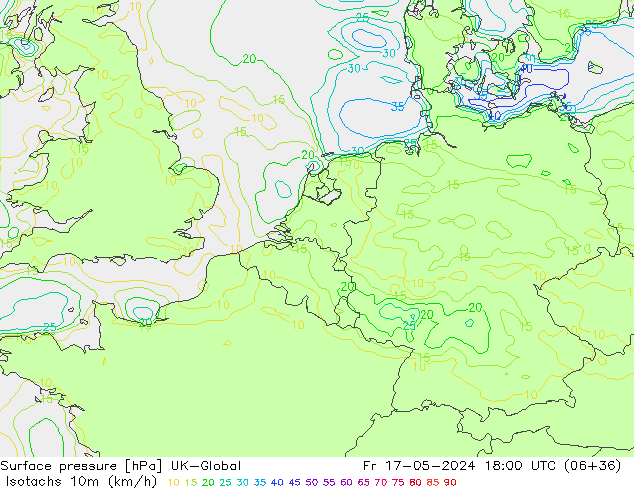 Eşrüzgar Hızları (km/sa) UK-Global Cu 17.05.2024 18 UTC