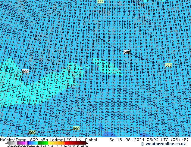 Geop./Temp. 500 hPa UK-Global sáb 18.05.2024 06 UTC