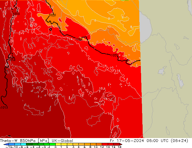 Theta-W 850hPa UK-Global Fr 17.05.2024 06 UTC
