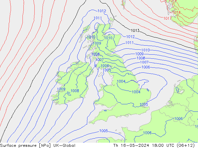 Surface pressure UK-Global Th 16.05.2024 18 UTC