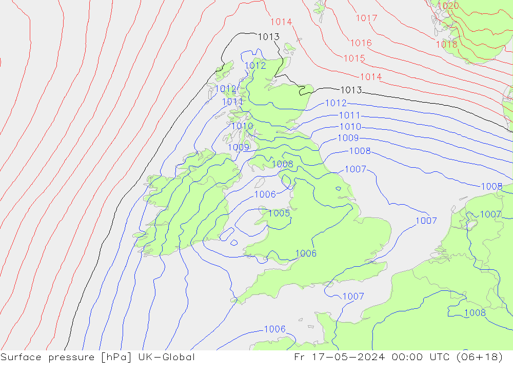 Surface pressure UK-Global Fr 17.05.2024 00 UTC