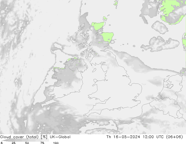 Cloud cover (total) UK-Global Th 16.05.2024 12 UTC