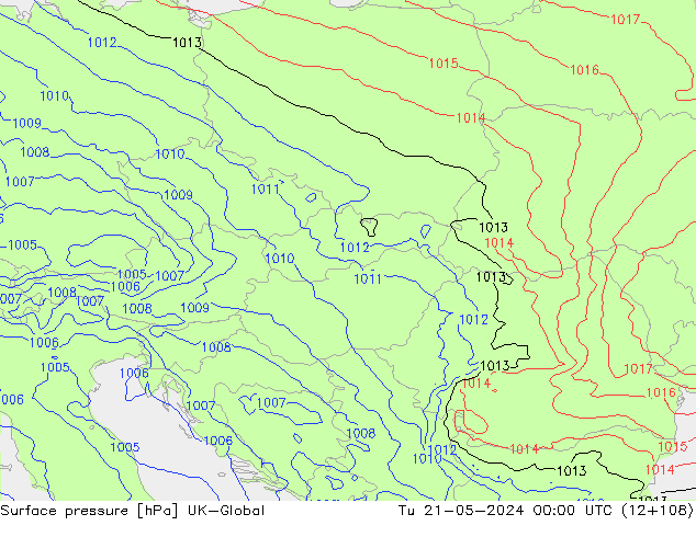 Atmosférický tlak UK-Global Út 21.05.2024 00 UTC