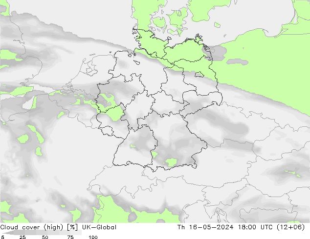 Nubes altas UK-Global jue 16.05.2024 18 UTC