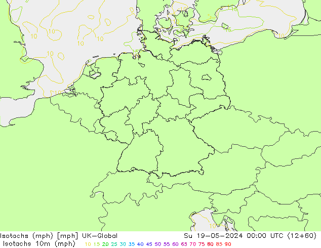 Isotachs (mph) UK-Global dim 19.05.2024 00 UTC