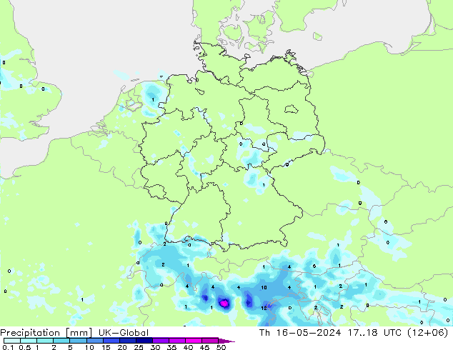 降水 UK-Global 星期四 16.05.2024 18 UTC