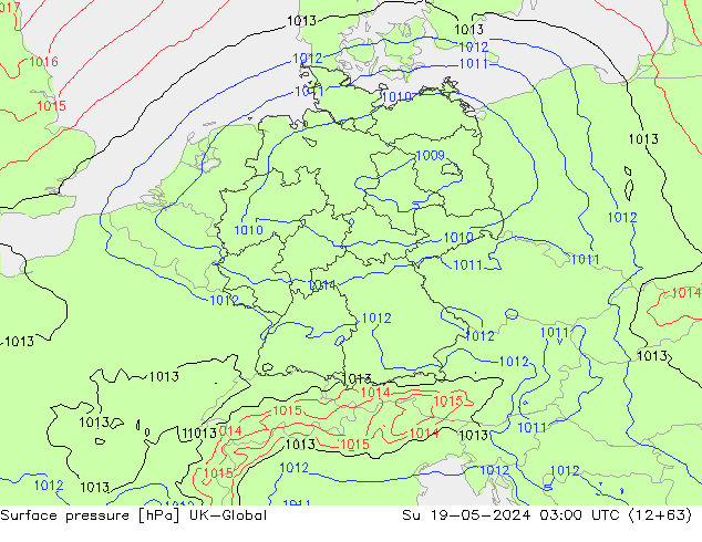 Surface pressure UK-Global Su 19.05.2024 03 UTC