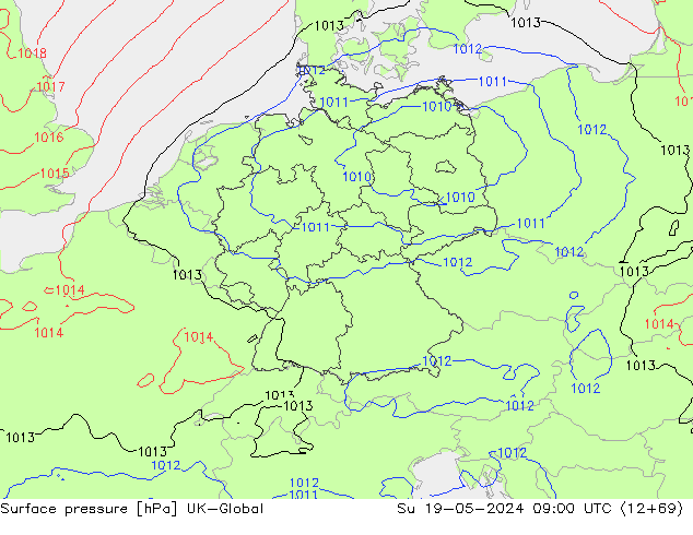 pression de l'air UK-Global dim 19.05.2024 09 UTC