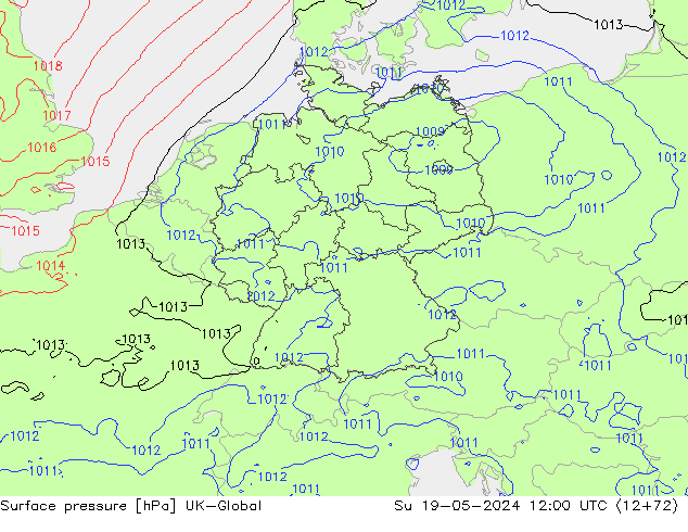 Surface pressure UK-Global Su 19.05.2024 12 UTC