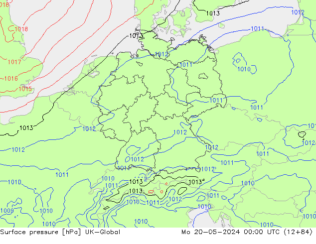Presión superficial UK-Global lun 20.05.2024 00 UTC