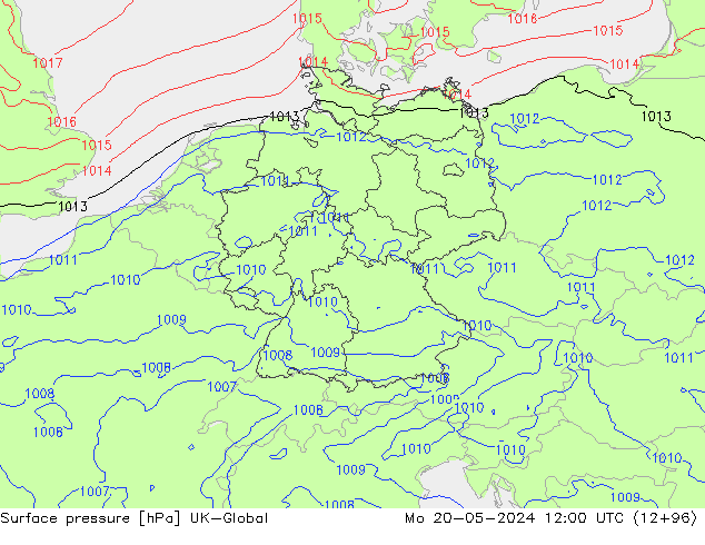 приземное давление UK-Global пн 20.05.2024 12 UTC