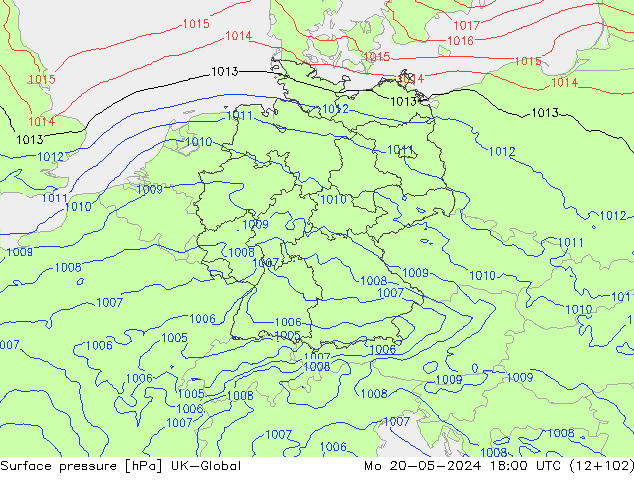 Surface pressure UK-Global Mo 20.05.2024 18 UTC