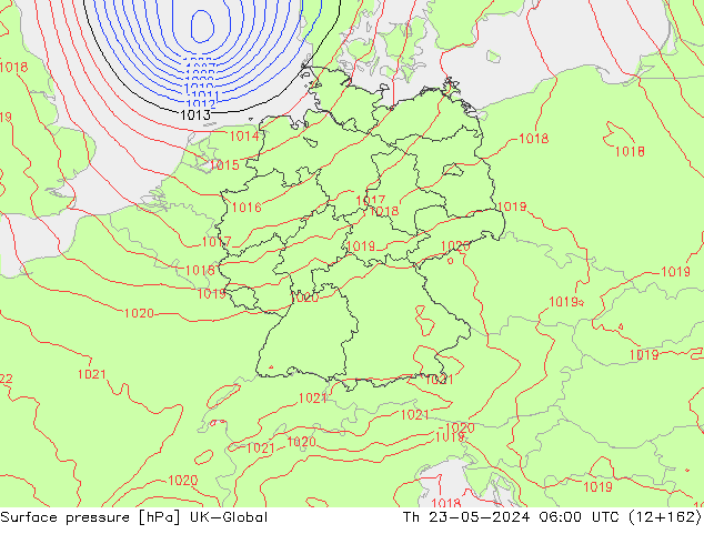 Surface pressure UK-Global Th 23.05.2024 06 UTC