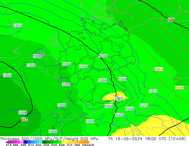 500-1000 hPa Kalınlığı UK-Global Per 16.05.2024 18 UTC