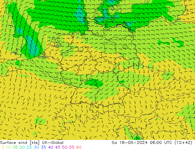 Surface wind UK-Global Sa 18.05.2024 06 UTC