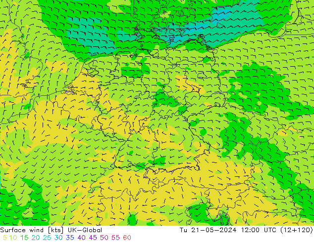 ветер 10 m UK-Global вт 21.05.2024 12 UTC