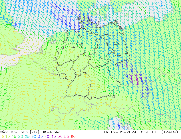 风 850 hPa UK-Global 星期四 16.05.2024 15 UTC