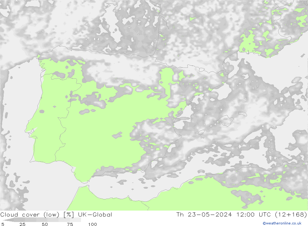 Nubes bajas UK-Global jue 23.05.2024 12 UTC