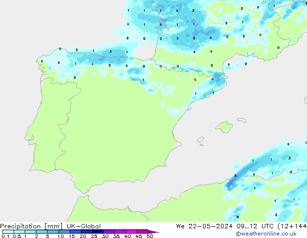 Yağış UK-Global Çar 22.05.2024 12 UTC