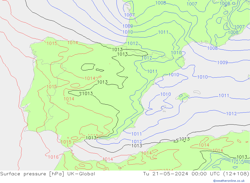 Yer basıncı UK-Global Sa 21.05.2024 00 UTC