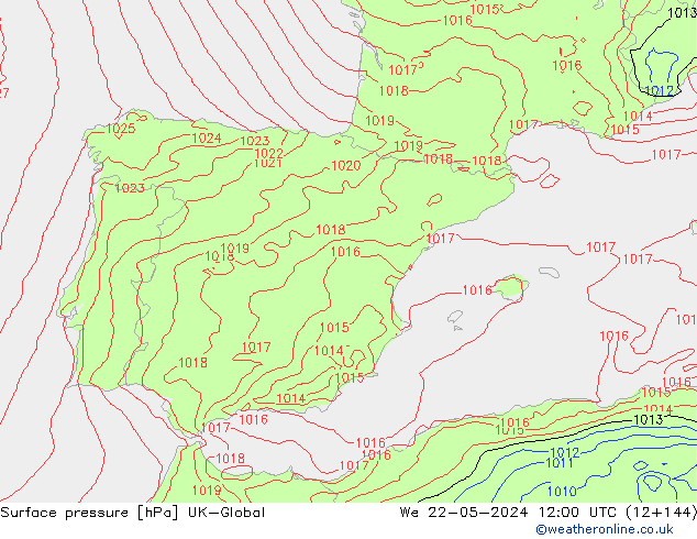 приземное давление UK-Global ср 22.05.2024 12 UTC