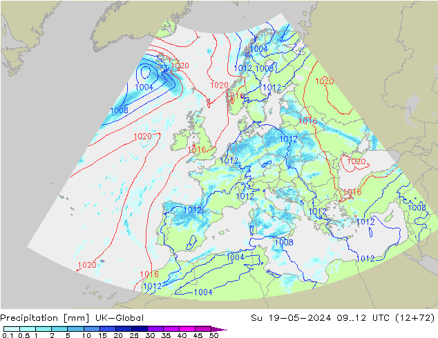Neerslag UK-Global zo 19.05.2024 12 UTC