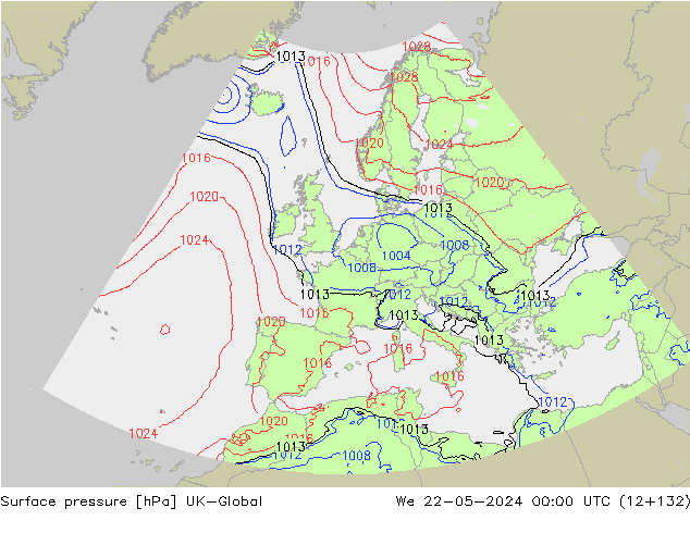 Surface pressure UK-Global We 22.05.2024 00 UTC