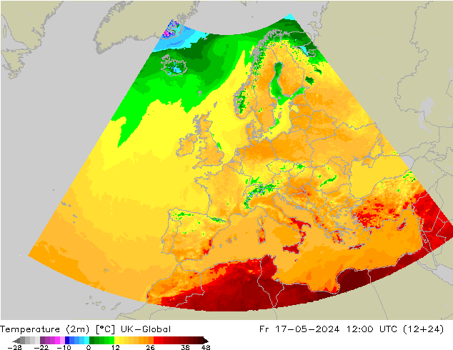 Sıcaklık Haritası (2m) UK-Global Cu 17.05.2024 12 UTC