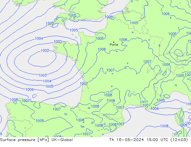 Luchtdruk (Grond) UK-Global do 16.05.2024 15 UTC