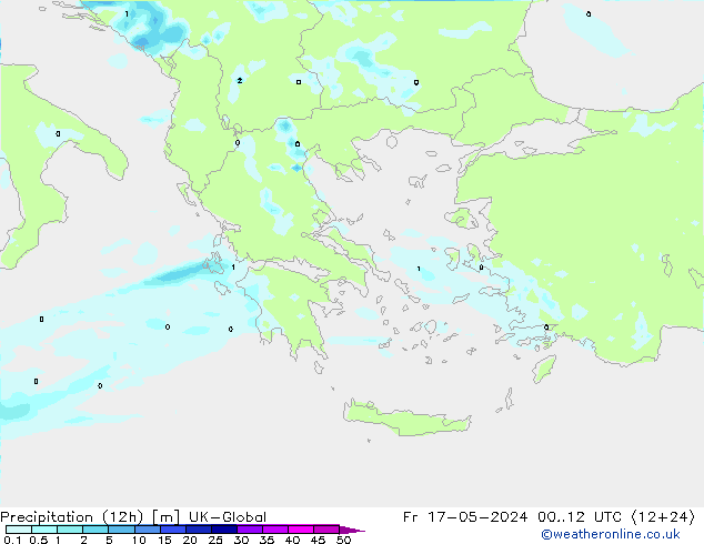 Precipitação (12h) UK-Global Sex 17.05.2024 12 UTC