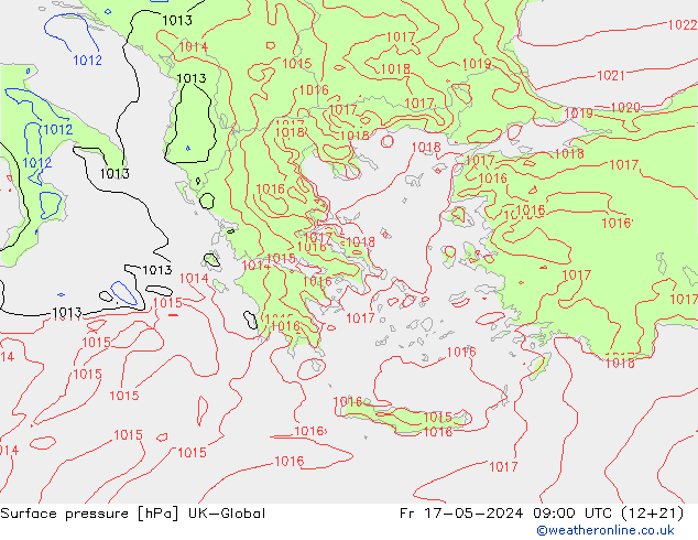 Surface pressure UK-Global Fr 17.05.2024 09 UTC