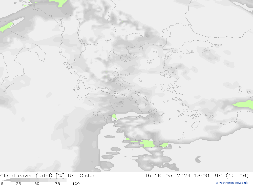 Bewolking (Totaal) UK-Global do 16.05.2024 18 UTC