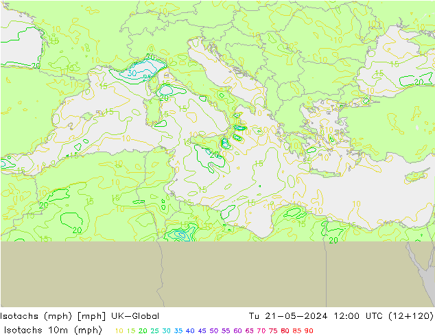 Isotaca (mph) UK-Global mar 21.05.2024 12 UTC