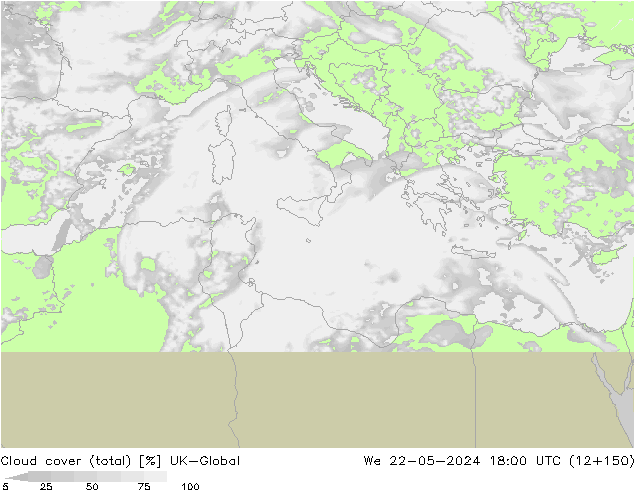 Bulutlar (toplam) UK-Global Çar 22.05.2024 18 UTC