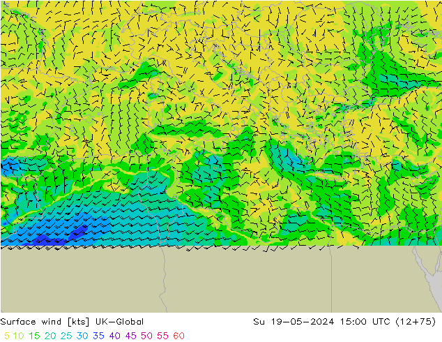 Surface wind UK-Global Su 19.05.2024 15 UTC