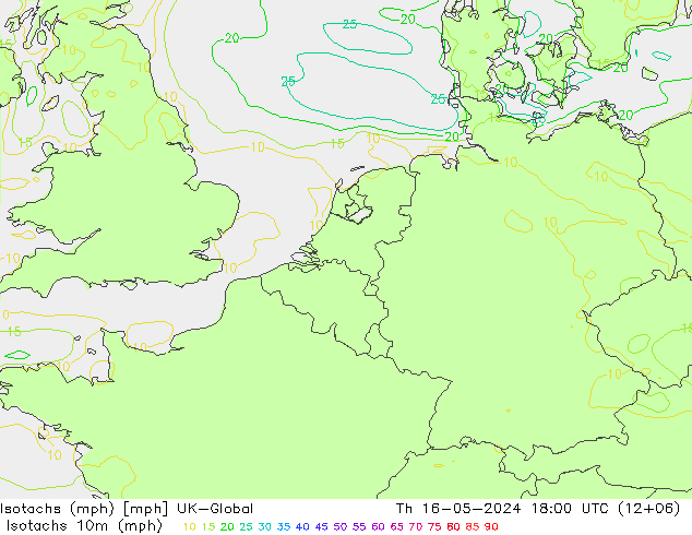 Isotachs (mph) UK-Global 星期四 16.05.2024 18 UTC