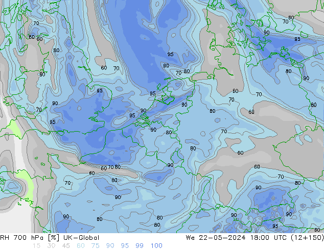 RH 700 hPa UK-Global We 22.05.2024 18 UTC