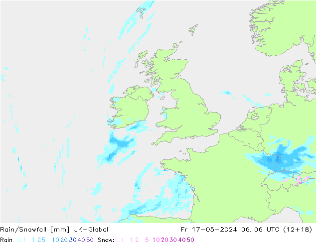 Rain/Snowfall UK-Global Fr 17.05.2024 06 UTC