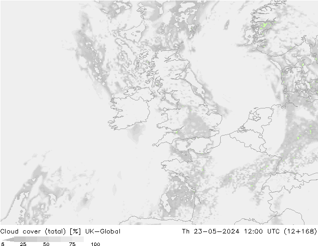 Nubes (total) UK-Global jue 23.05.2024 12 UTC