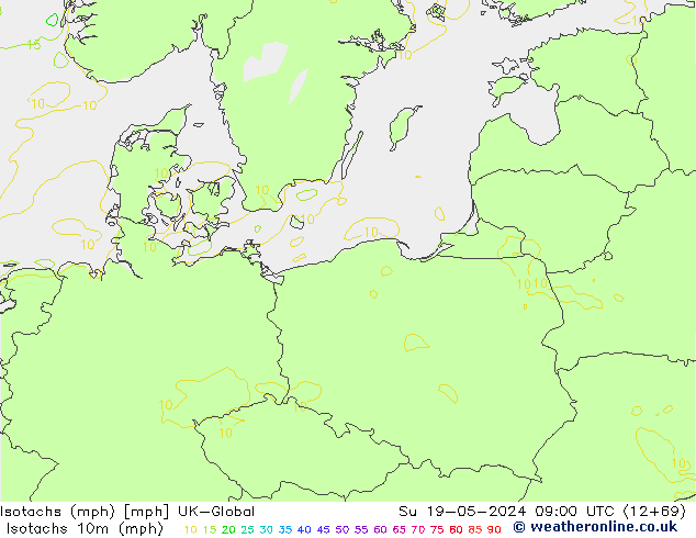 Izotacha (mph) UK-Global nie. 19.05.2024 09 UTC