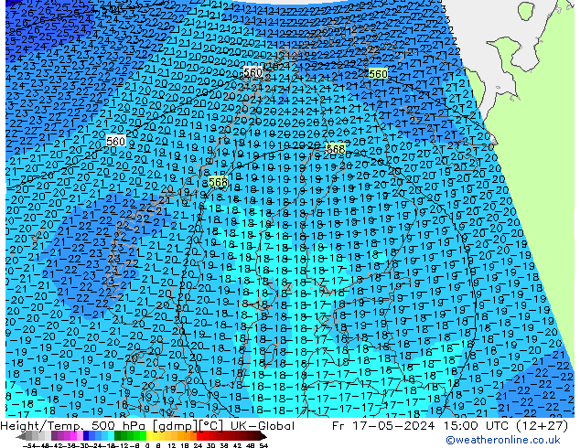 Yükseklik/Sıc. 500 hPa UK-Global Cu 17.05.2024 15 UTC