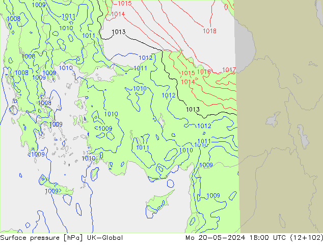 Presión superficial UK-Global lun 20.05.2024 18 UTC