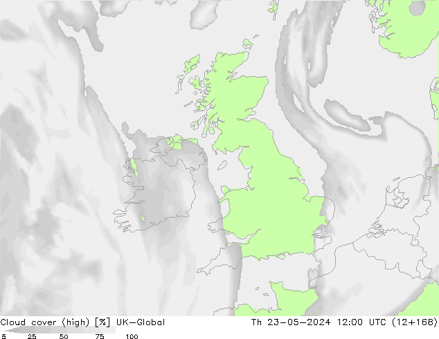 Nubes altas UK-Global jue 23.05.2024 12 UTC