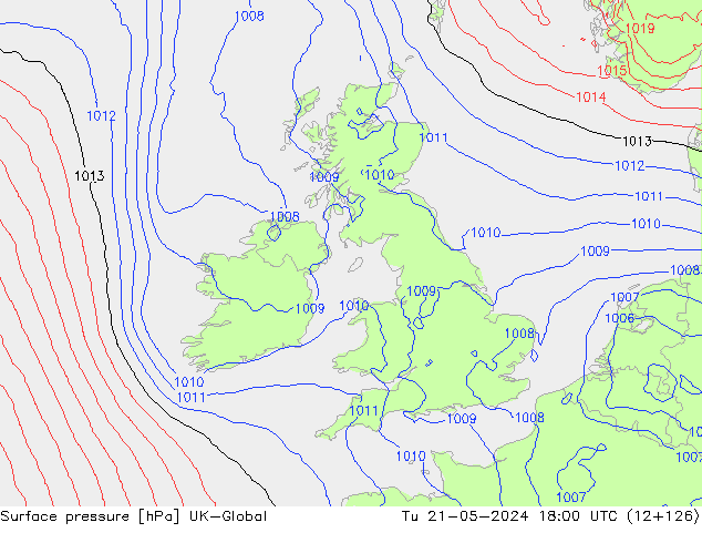 приземное давление UK-Global вт 21.05.2024 18 UTC