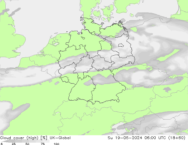 Nuages (élevé) UK-Global dim 19.05.2024 06 UTC